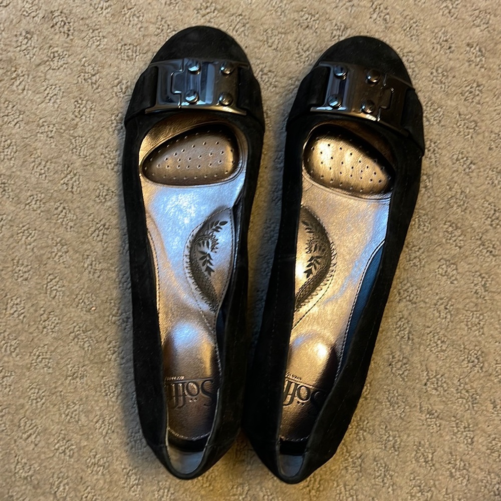 Black Sofft Brand Flats with Buckle Detail